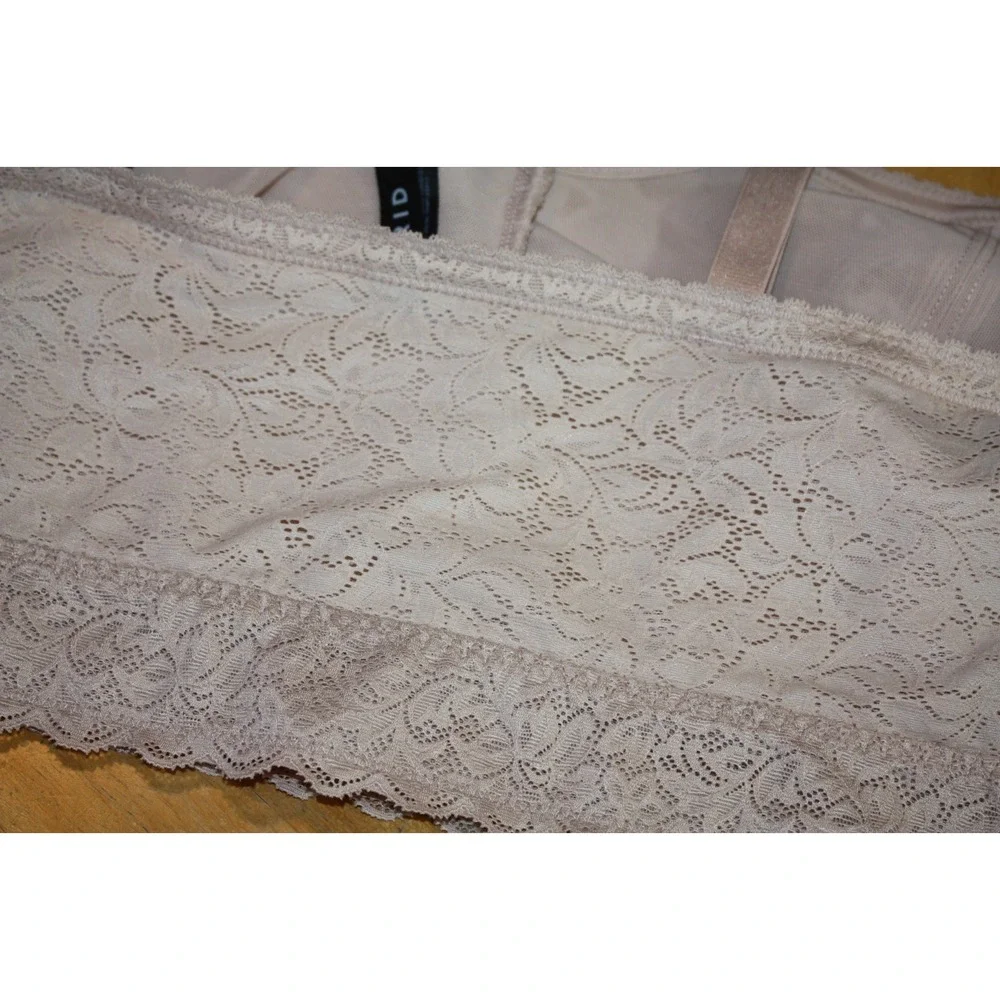 Torrid Lace Bralette 3X Bandeau Silhouette Adjustable Removable Straps Beige Bra